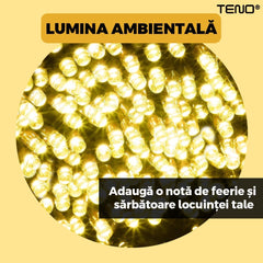 Iluminat de Crăciun Solar cu 100 LED-uri Alb Calduț — Atmosferă Magică 🌟🎄