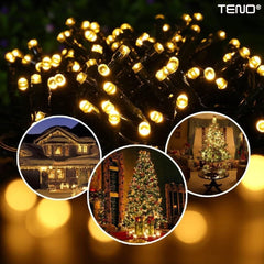 Iluminat de Crăciun Solar cu 100 LED-uri Alb Calduț — Atmosferă Magică 🌟🎄