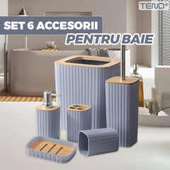 Set 6 Accesorii de Baie cu Detalii din Bambus — Design Elegant și Funcțional 🌿🛁