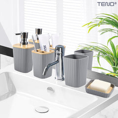 Set 6 Accesorii de Baie cu Detalii din Bambus — Design Elegant și Funcțional 🌿🛁