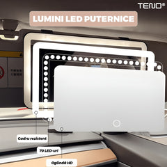 Oglindă Cosmetica Compactă cu Iluminare LED — Makeup Perfect în Mașină ✨💄