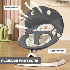 Leagăn Electric pentru Bebeluși cu Control Tactil — Relaxare Muzicală și Distracție 🎶💤