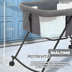 Pătuț Pliabil pentru Bebe cu Roti Retractabile — Confort și Siguranță 🌟🛌