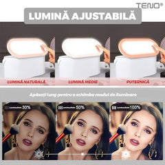 Oglindă Cosmetică Portabilă cu LED și Spațiu pentru Cosmetice — Eleganță și Funcționalitate 🌟💄