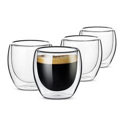 Set 4 Pahare din Sticlă cu Perete Dublu — Eleganță și Termorezistență 🥤✨