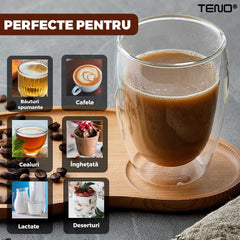 Set 4 Pahare din Sticlă cu Perete Dublu — Eleganță și Termorezistență 🥤✨