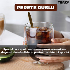 Set 4 Pahare din Sticlă cu Perete Dublu — Eleganță și Termorezistență 🥤✨