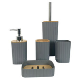 Set 5 Accesorii Baie Minimaliste cu Detalii din Bambus — Eleganță și Funcționalitate 🌿🛁