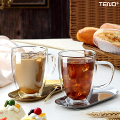Set 2 Cani de Sticlă Termorezistente cu Perete Dublu — Perfecte pentru Cafea ☕️✨