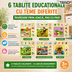 Set 6 Tablite Educative Montessori din Lemn — Dezvoltare Cognitivă Distractivă 🌈🧠