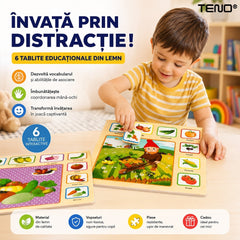 Set 6 Tablite Educative Montessori din Lemn — Dezvoltare Cognitivă Distractivă 🌈🧠