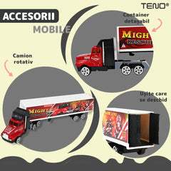 Set Camion Transport Cu 9 Masinuțe de Curse — Distracție Illimitată! 🚛🚗