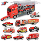 Set Camion Transport Pompieri cu 10 Masinute 🎉🚒 — Distracție Garantată!