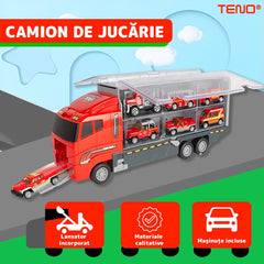 Set Camion Transport Pompieri cu 10 Masinute 🎉🚒 — Distracție Garantată!