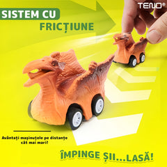 Set Camion T-Rex cu Vehicule Miniatură — Distracție Garantată! 🚛🦖