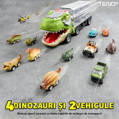 Set Camion T-Rex cu Vehicule Miniatură — Distracție Garantată! 🚛🦖