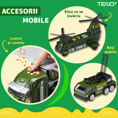 Set Camion Militar cu 6 Vehicule de Jucărie — Distracție la Drum! 🚛🪖