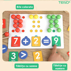 Jucărie Educațională Montessori din Lemn Colorat — Învățare Distractivă a Matematicii 🎉📚