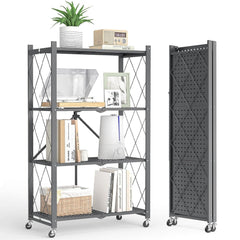 Raft Pliabil cu 4 Polite Metalice pe Roti — Economisește Spațiu! 🛋️✨