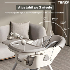 Scaun de Masă 3în1 Gri Deschis — Confort și Siguranță pentru Bebeluși 🍼✨