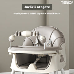 Scaun de Masă 3în1 Gri Deschis — Confort și Siguranță pentru Bebeluși 🍼✨
