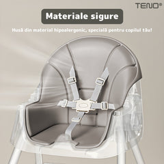 Scaun de Masă 3în1 Gri Deschis — Confort și Siguranță pentru Bebeluși 🍼✨
