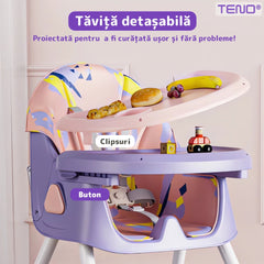 Scaun de Masă 3 în 1 pentru Bebeluşi — Versatil și Colorat 💖🪑