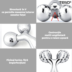 Dispozitiv Răsfăț Facial cu 2 Role 3D — Efect de Lifting Instant 💆♀️✨