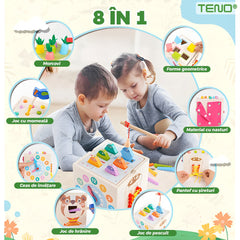 Cub Montessori Educativ din Lemn cu Legume și Pescuit — Dezvoltare Cognitivă 🌟🧩