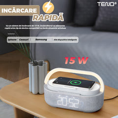 Boxă Portabilă 3 în 1 cu Încărcare Wireless și Iluminare Ambientala — Sunet Clar și Stil Elegant 🎶✨