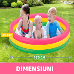 Piscină Gonflabilă Colorată pentru Copii 130x35 cm — Distracție Acvatică Garantată! 🌊🌈