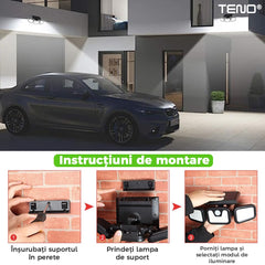 Lampa Solară Tripla cu 72 LED-uri și Senzor de Mișcare — Iluminare Inteligentă 🌞✨