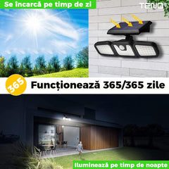 Lampa Solară Tripla cu 72 LED-uri și Senzor de Mișcare — Iluminare Inteligentă 🌞✨