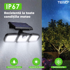 Lampa Solară Tripla cu 72 LED-uri și Senzor de Mișcare — Iluminare Inteligentă 🌞✨