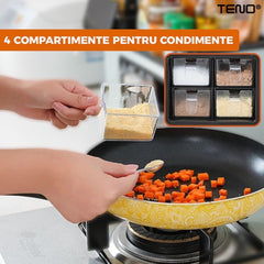 Organizator Multifuncțional pentru Bucătărie cu 4 Compartimente — Spațiu Deosebit pentru Condimente 🍽️🧂