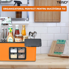 Organizator Multifuncțional pentru Bucătărie cu 4 Compartimente — Spațiu Deosebit pentru Condimente 🍽️🧂