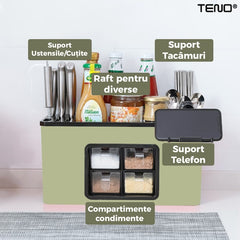 Organizator Multifuncțional pentru Bucătărie cu 4 Compartimente — Ordine și Eleganță! 🌿✨