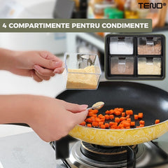 Organizator Multifuncțional pentru Bucătărie cu 4 Compartimente — Ordine și Eleganță! 🌿✨