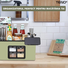Organizator Multifuncțional pentru Bucătărie cu 4 Compartimente — Ordine și Eleganță! 🌿✨