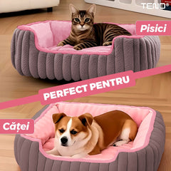 Pat pentru Pisici Moale și Călduros, Roz, Mărimea L — Confort Maxim! 🐱💖