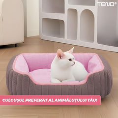 Pat pentru Pisici cu Margini Înalte, Roz și Moale — Comfort Maxim! 🐾💕