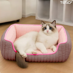 Pat pentru Pisici cu Margini Înalte, Roz și Moale — Comfort Maxim! 🐾💕