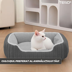 Culcuș Moale pentru Pisici Teno, Gri, Mărimea S — Confort Maxim 🐾💤