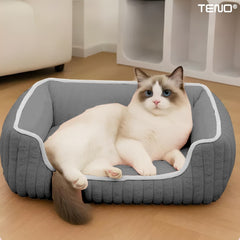 Culcuș Moale pentru Pisici Teno, Gri, Mărimea S — Confort Maxim 🐾💤