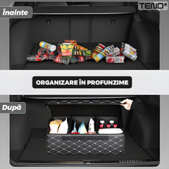 Organizator Portbagaj Auto Pliabil Negru cu Carouri — Spațiu Maximizat! 🚗✨