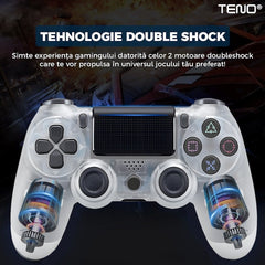 Controller Wireless Transparent pentru PS4 — Joystick-uri Precise și Vibrații Tărie 🎮✨