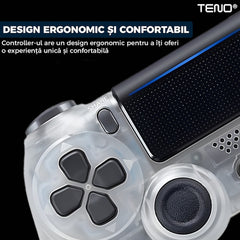 Controller Wireless Transparent pentru PS4 — Joystick-uri Precise și Vibrații Tărie 🎮✨