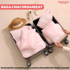 Set 6 Organizatoare de Bagaj Roz cu Fermeture Dublă — Călătorii Ordinate 🌟✈️