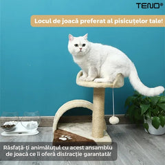 Ansamblu de Joacă pentru Pisici cu Spațiu de Relaxare — Distracție Garantată! 🐾🎾