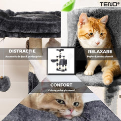 Ansamblu de Joacă pentru Pisici cu 4 Niveluri și Hamac — Distracție și Relaxare! 🐾🎉
